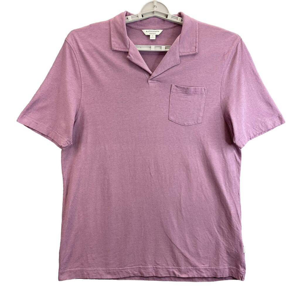 Autograph Men's T-Shirt Linen Blend Size XL Light Purple